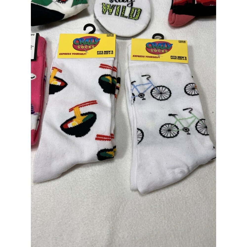 Lot of 12 New Novelty Crew Socks  Fun Prints Sushi Bike Hawaii Unicorn Converse - Picture 3 of 7